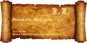 Mandula Meliton névjegykártya